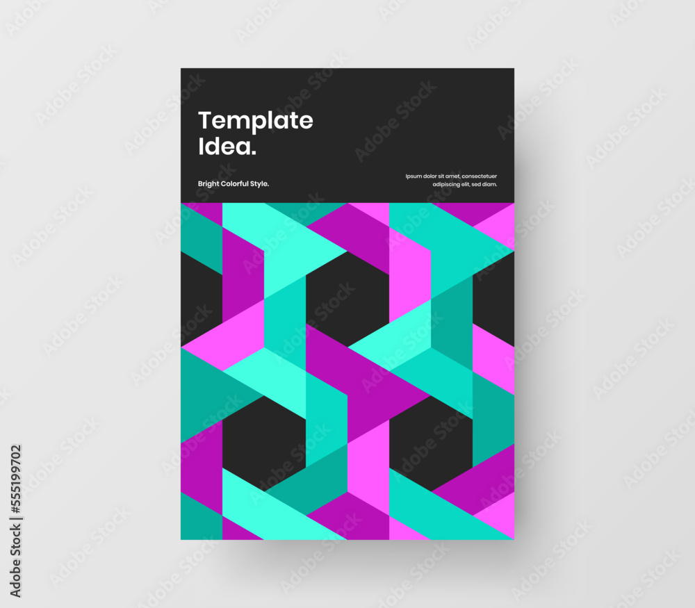 Trendy front page vector design illustration. Unique geometric shapes catalog cover layout.