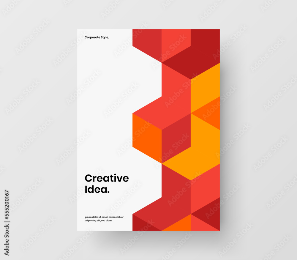 Unique front page A4 vector design layout. Vivid mosaic shapes annual report concept. Unique front page A4 vector design layout. Vivid mosaic shapes annual report concept.