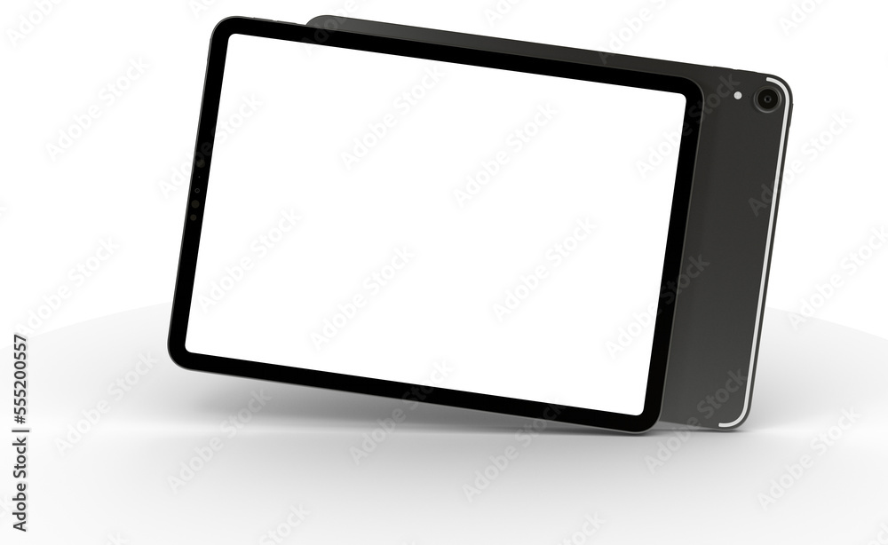 Photo 3D brandless tablet with empty screen isolated Photo 3D brandless tablet with empty screen isolated