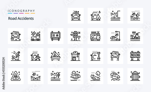 25 Road Accidents Line icon pack