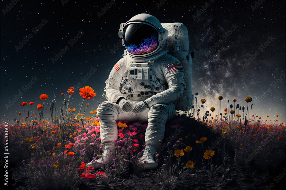 Fototapeta premium astronaut in the space dark background. Generative AI.