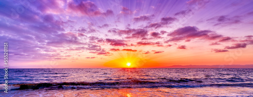 Fotografia, Obraz Sunset Ocean Inspirational Divine Uplifting Colorful Banner Image