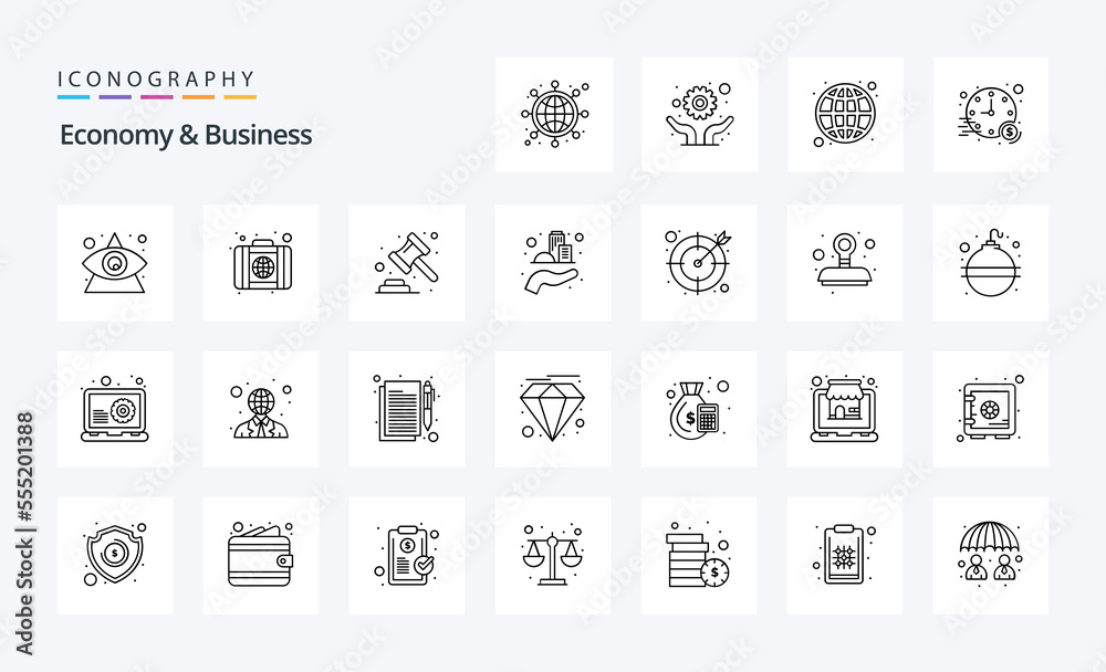 25 Economy And Business Line icon pack