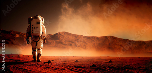 Fotografia Astronaut on mars the red planet