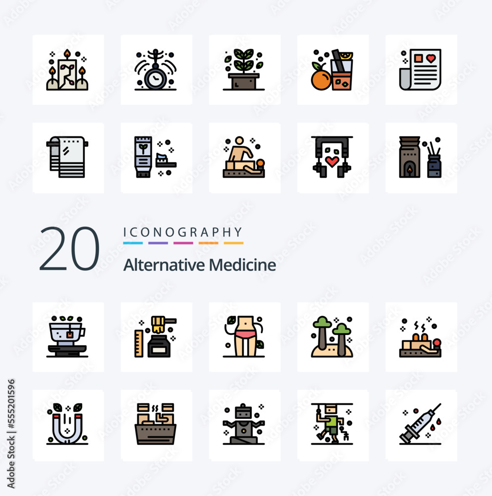 20 Alternative Medicine Line Filled Color icon Pack like healing nature ...