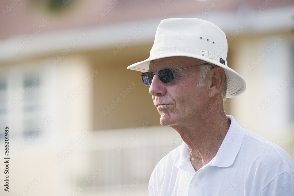 Close-up of a senior man looking serious Close-up of a senior man looking serious