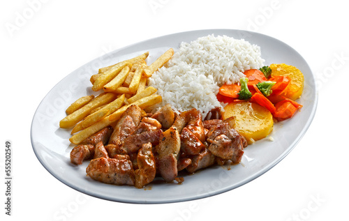 pork with rice and potatoes