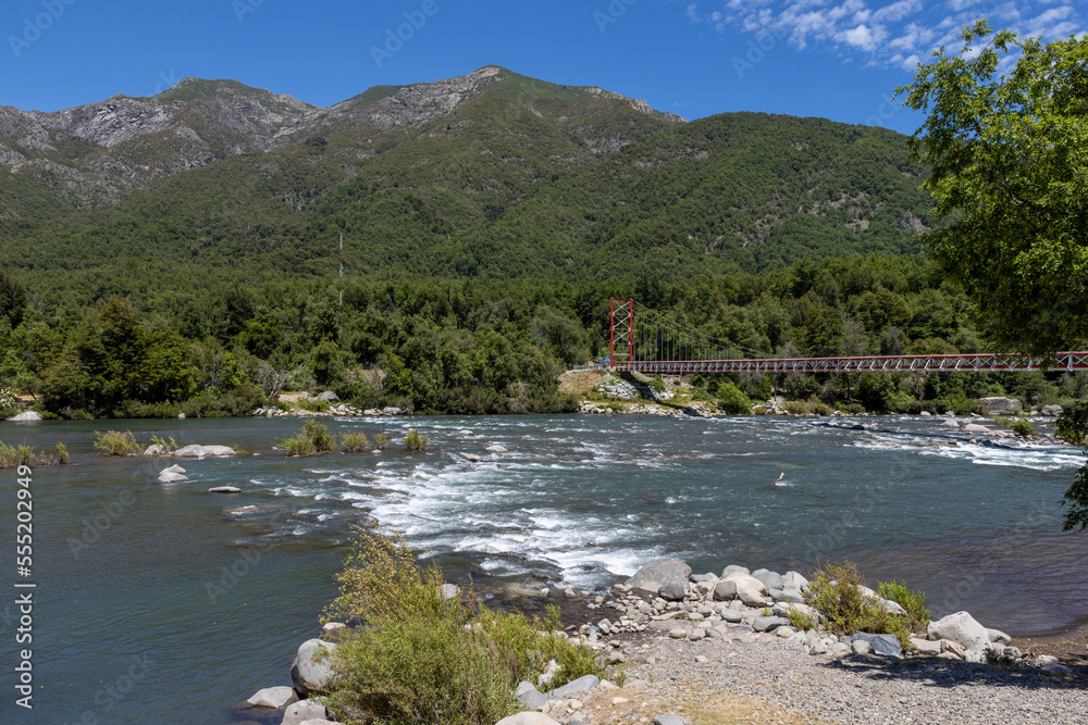 Landscape at Nuble River at San Fabian de Alico in Maule, Chile 