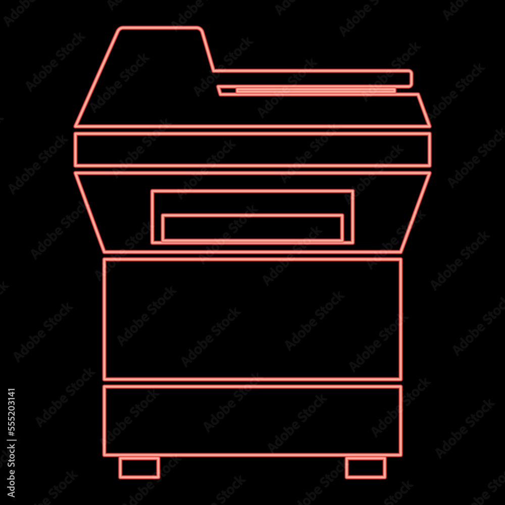 Neon copy machine Printer Copier for office Photocopier Duplicate equipment icon black color vector illustration flat style image red color vector illustration image flat style Neon copy machine Printer Copier for office Photocopier Duplicate equipment icon black color vector illustration flat style image red color vector illustration image flat style