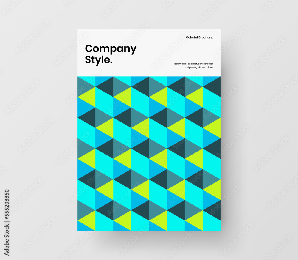 Creative corporate cover design vector template. Abstract mosaic hexagons front page layout.