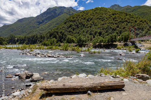 Landscape at Nuble River at San Fabian de Alico in Maule, Chile  photo