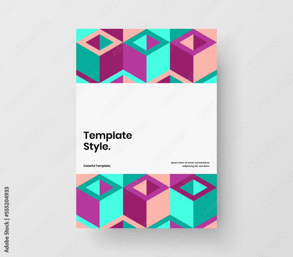 Original geometric pattern postcard layout. Clean book cover design vector illustration.