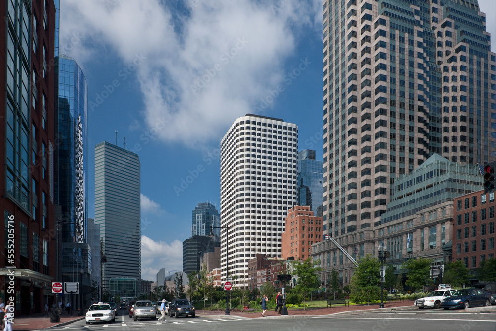Buildings in a city, Rose Kennedy Greenway, Atlantic Avenue, Boston, Massachusetts, USA Buildings in a city, Rose Kennedy Greenway, Atlantic Avenue, Boston, Massachusetts, USA