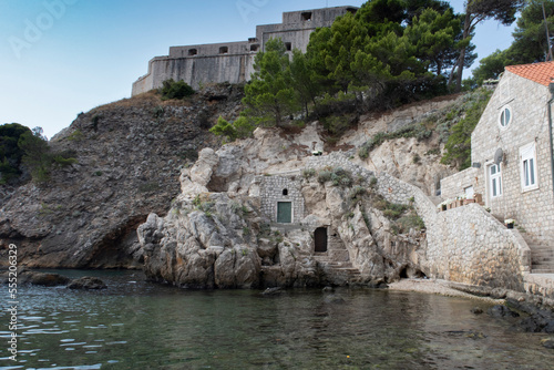 Two old doors in a cliff in a bay in Dubrovnik