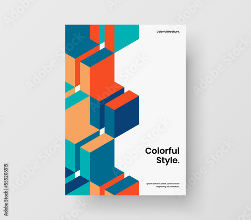 Simple corporate identity vector design template. Fresh geometric tiles postcard layout.