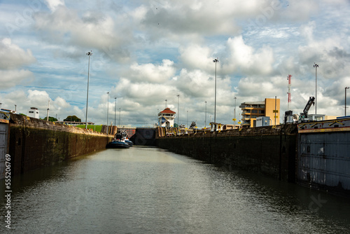 Inside the Miraflores locks on the Panama canal