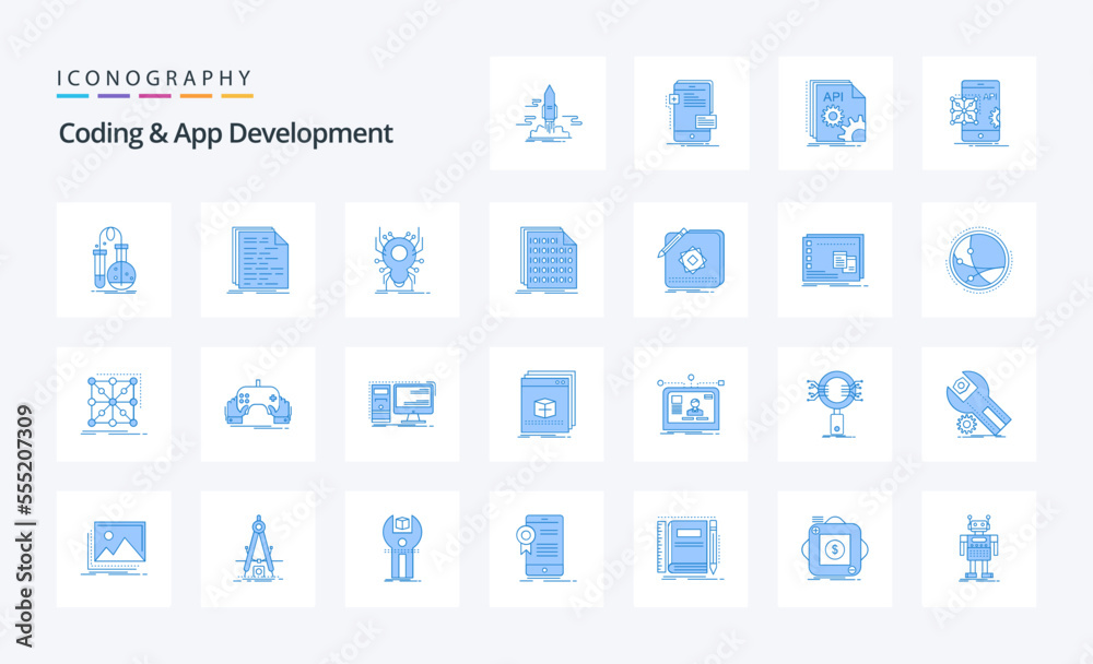 25 Coding And App Development Blue icon pack