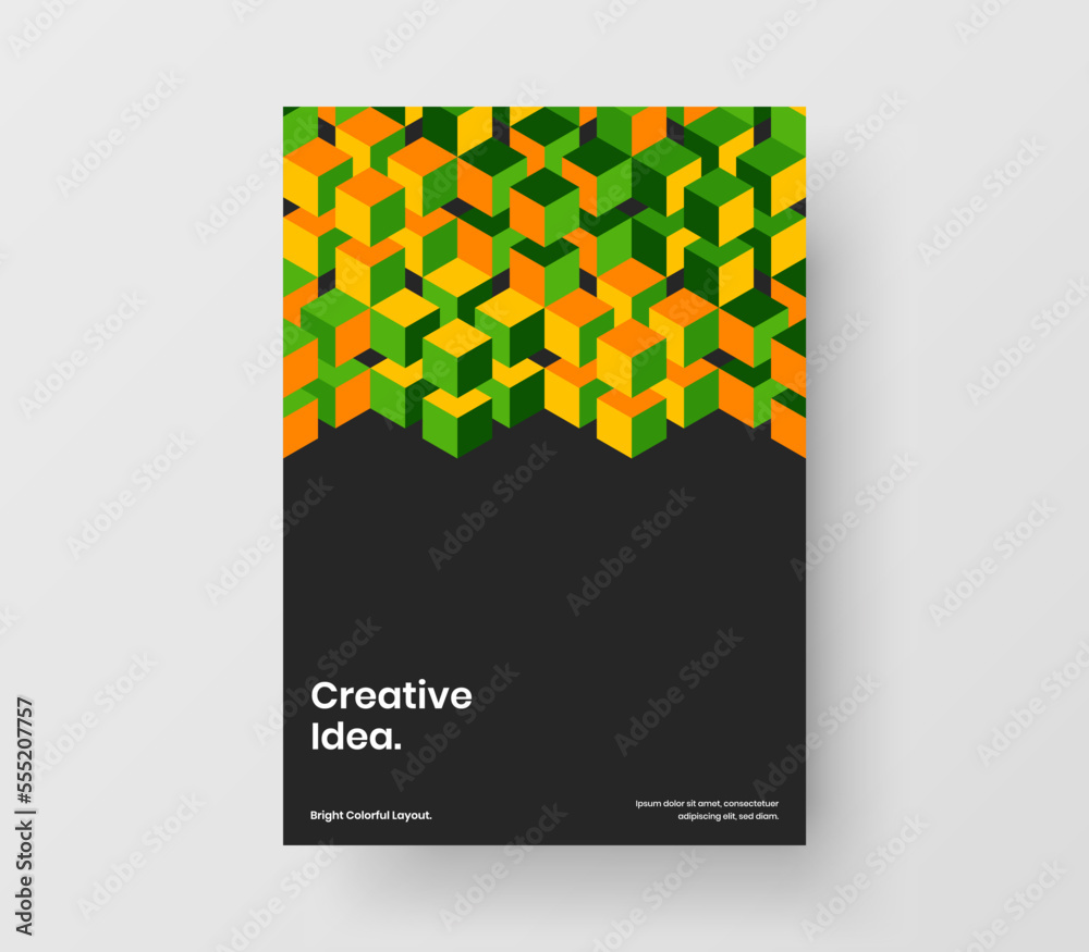 Unique corporate cover A4 design vector illustration. Abstract mosaic pattern company brochure concept.