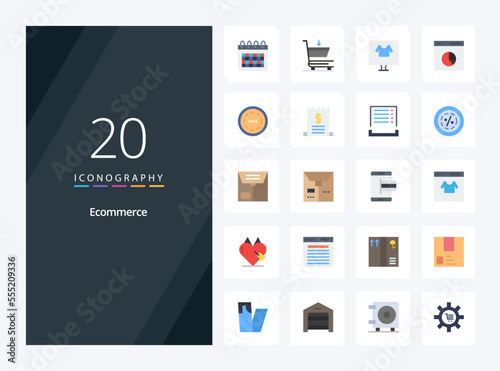 20 Ecommerce Flat Color icon for presentation