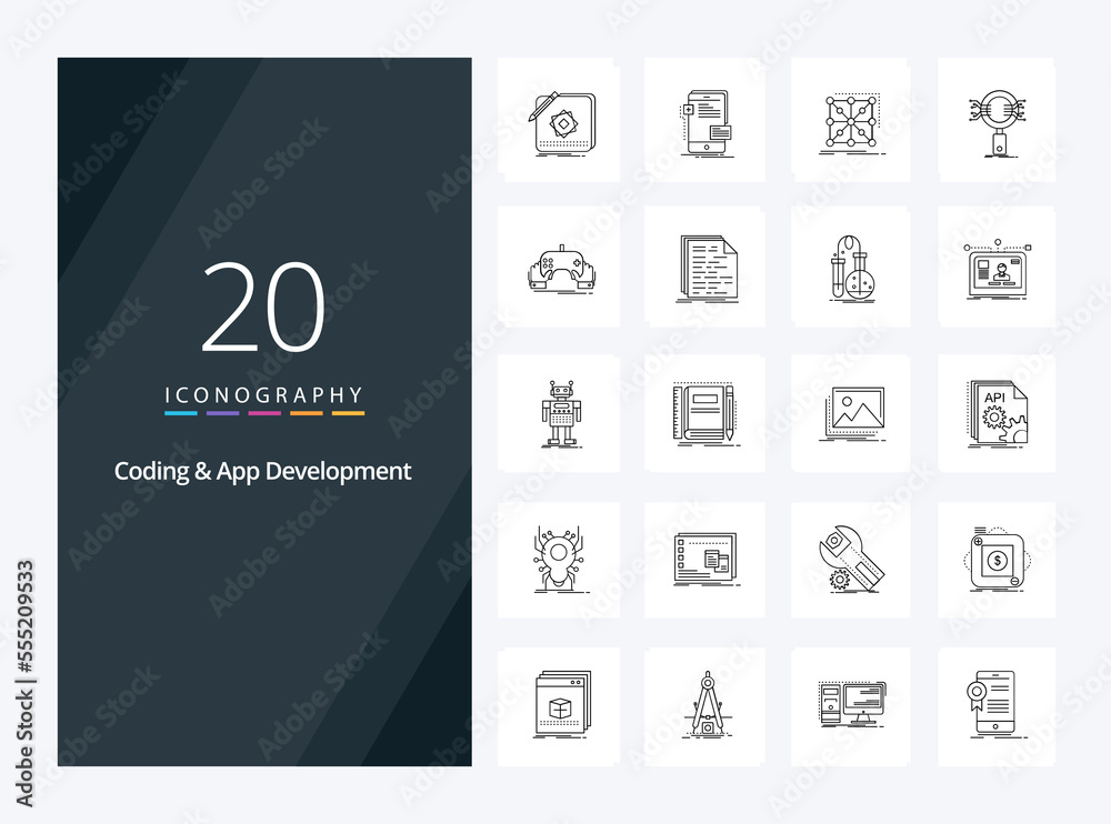 20 Coding And App Development Outline icon for presentation