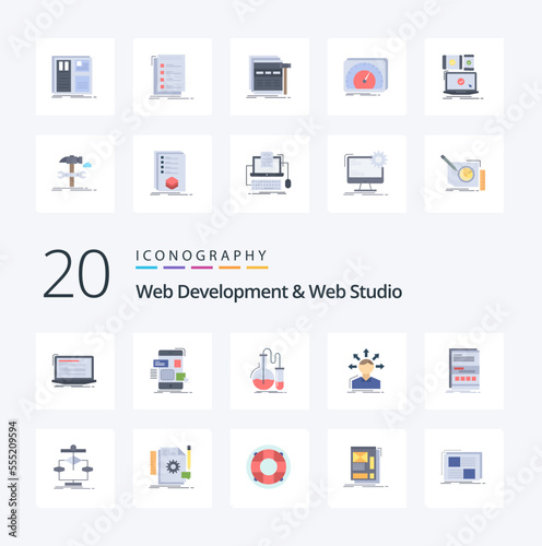 20 Web Development And Web Studio Flat Color icon Pack like options conversion ui test flask