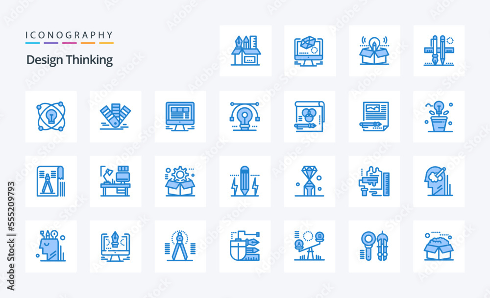 25 Design Thinking Blue icon pack