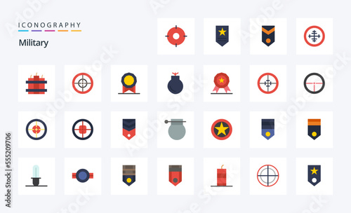 25 Military Flat color icon pack