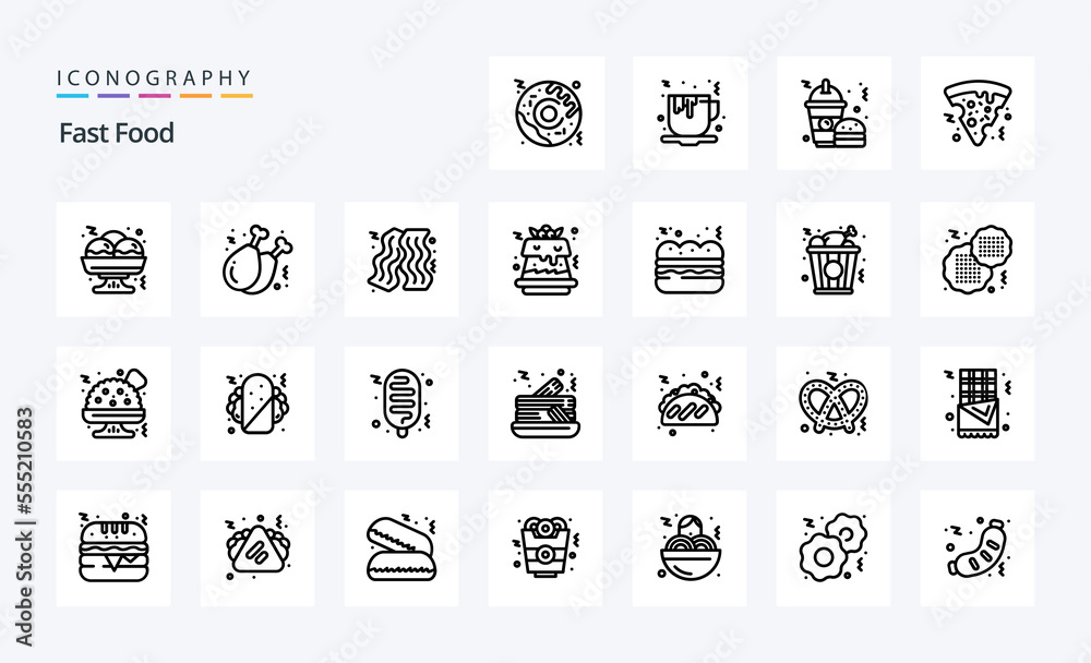 25 Fast Food Line icon pack