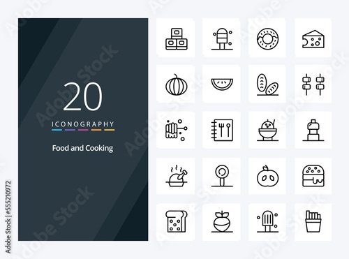 20 Food Outline icon for presentation