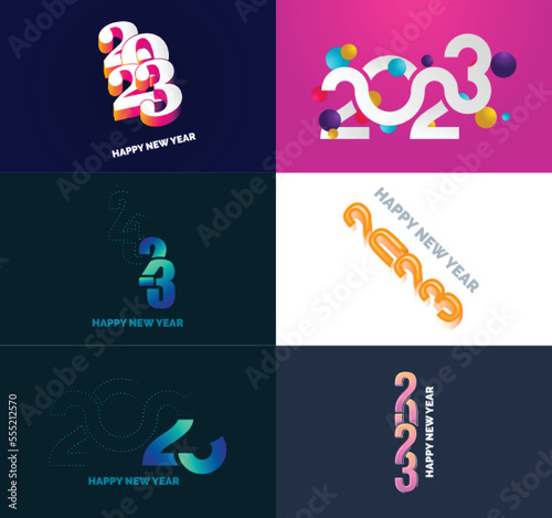 Big Collection of 2023 Happy New Year symbols Cover of business diary for 2023 with wishes