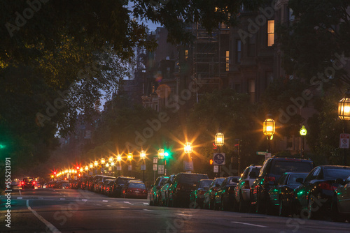 Cars parked on the street, Commonwealth Avenue, Arlington Street, Berkeley Street, Boston, Massachusetts, USA photo