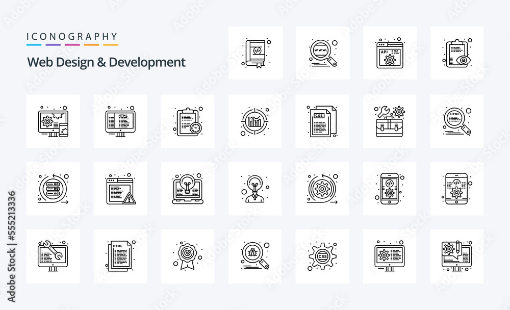 25 Web Design And Development Line icon pack
