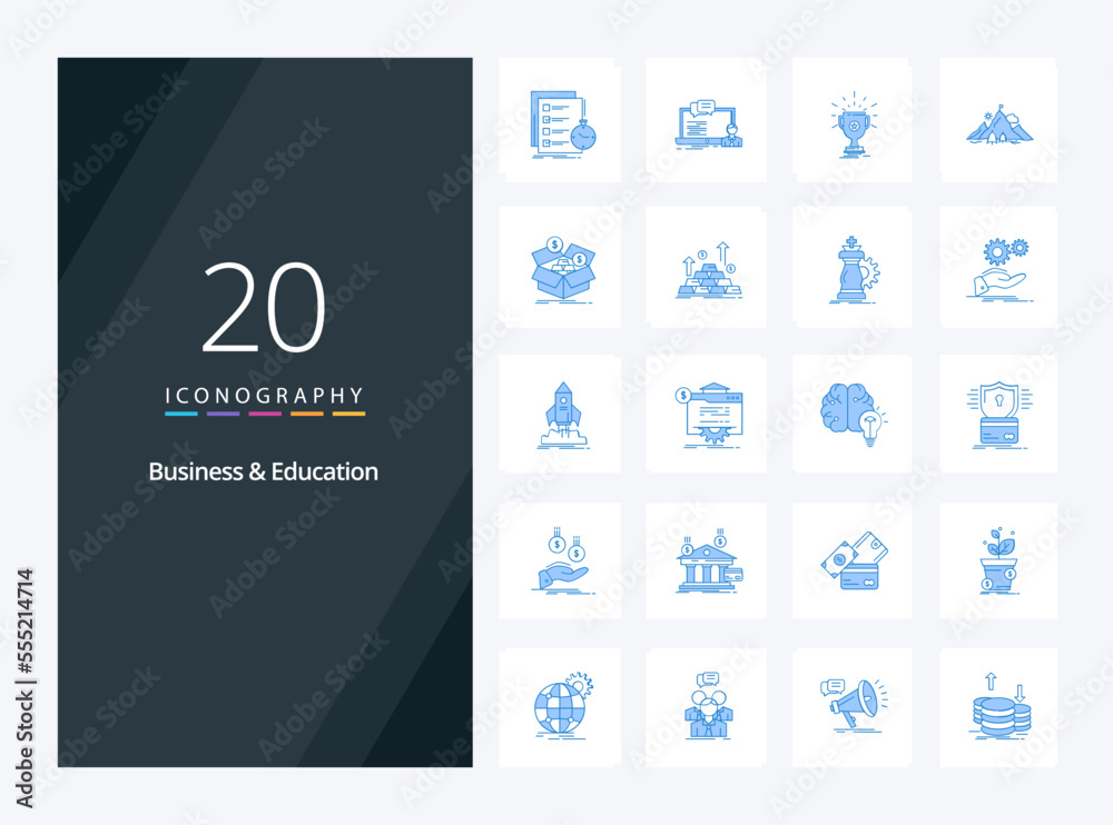 20 Business And Education Blue Color icon for presentation