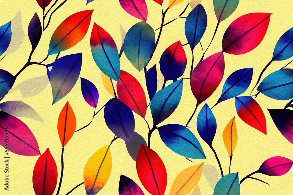 Watercolor pattern abstracted from a tree's branches and leaves. Artwork on an ivory backdrop that doesn't seem to end. Generative AI Watercolor pattern abstracted from a tree's branches and leaves. Artwork on an ivory backdrop that doesn't seem to end. Generative AI