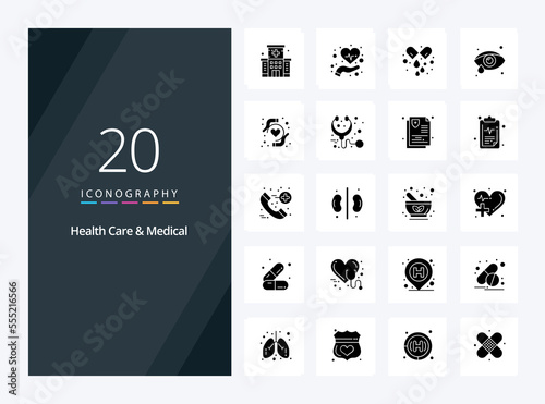 20 Health Care And Medical Solid Glyph icon for presentation