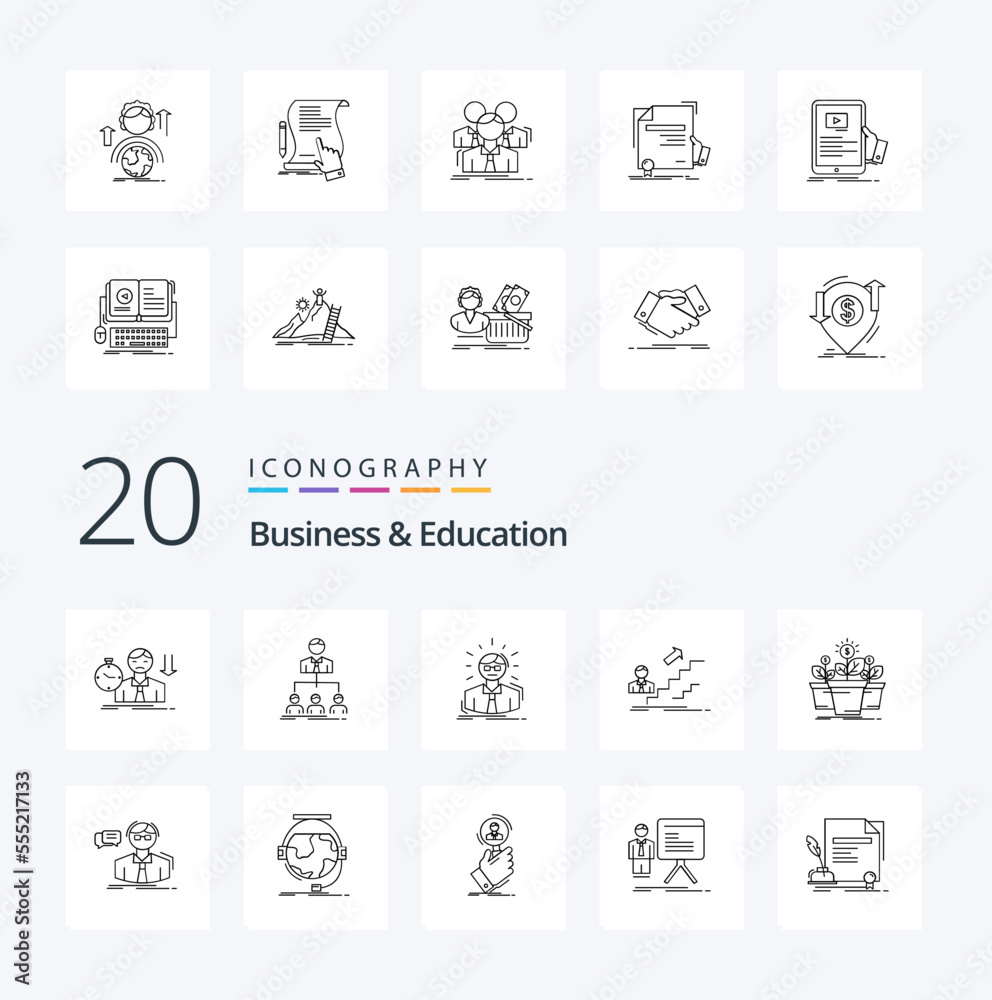 20 Business And Education Line icon Pack like development promotion group business man doctor