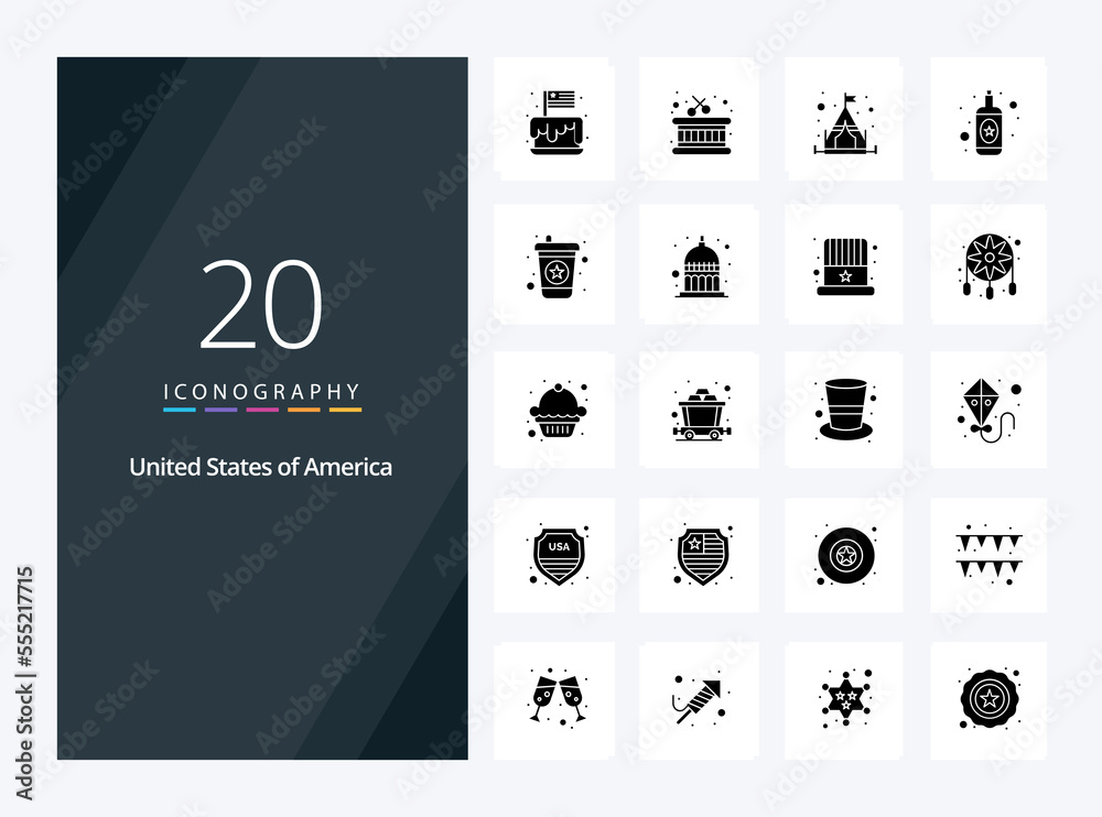 20 Usa Solid Glyph icon for presentation