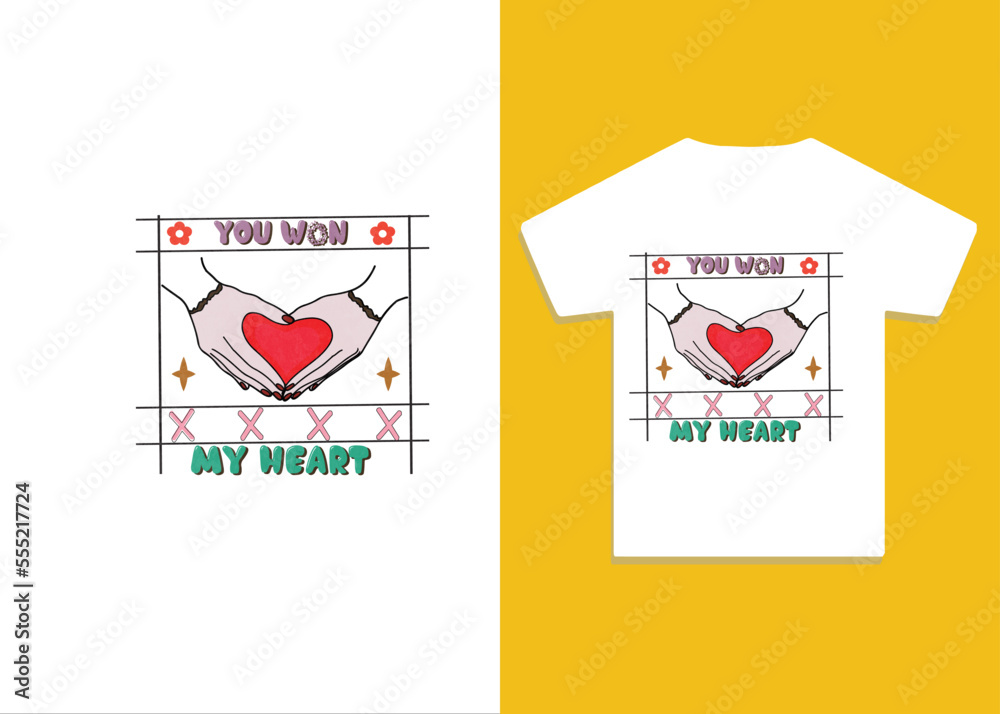 You won my heart. Vector illustration design for fashion fabrics, textile graphics, and prints. You won my heart. Vector illustration design for fashion fabrics, textile graphics, and prints.