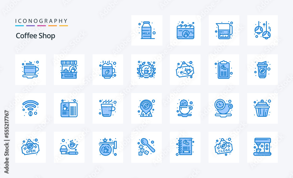 25 Coffee Shop Blue icon pack