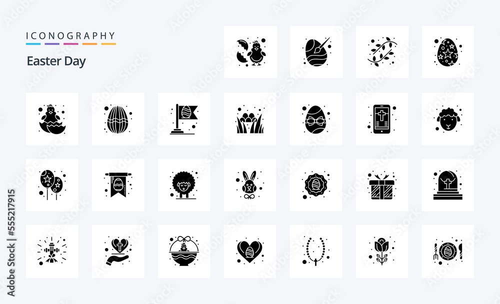 25 Easter Solid Glyph icon pack