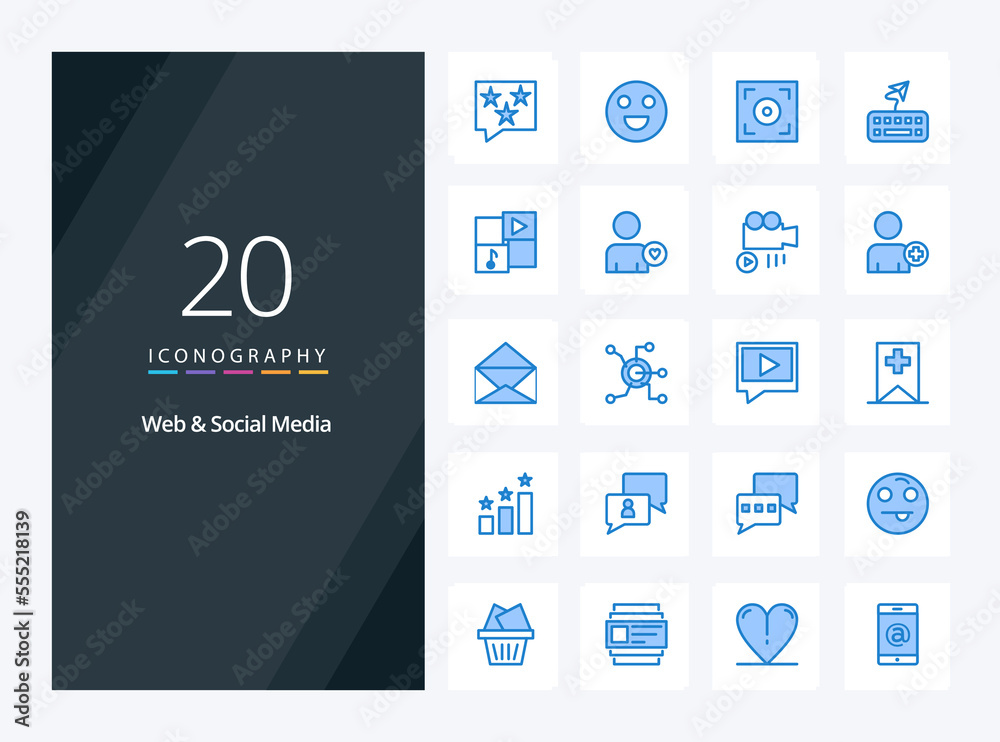 20 Web And Social Media Blue Color icon for presentation