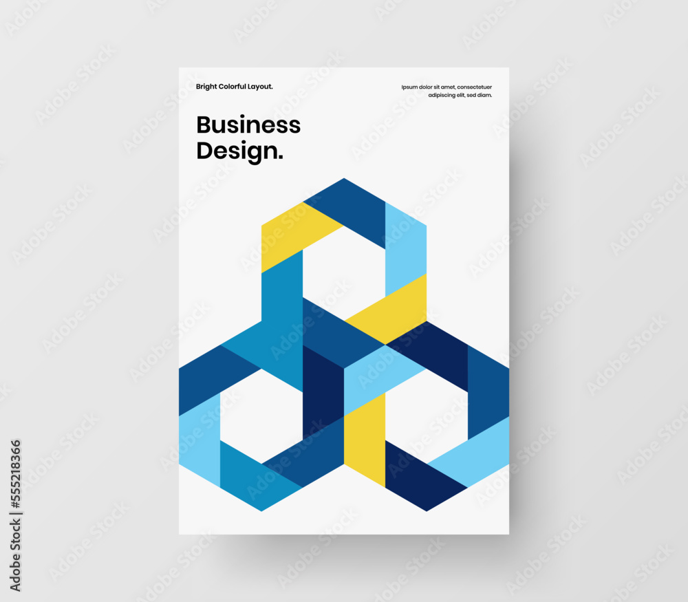 Simple leaflet design vector template. Modern mosaic shapes corporate identity illustration.