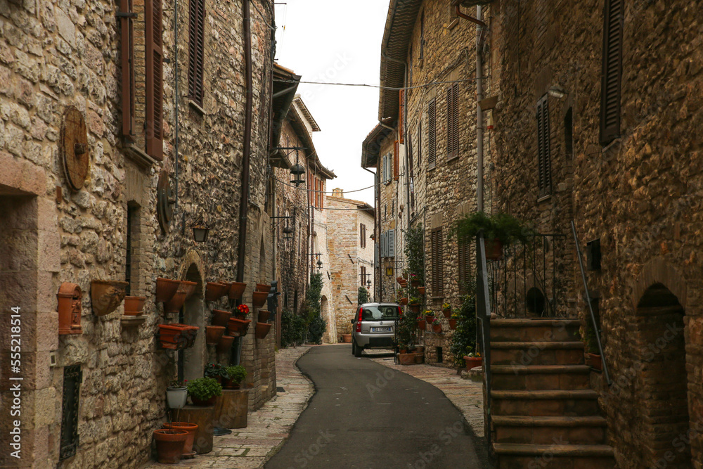 Narrow street in stone village in Italy