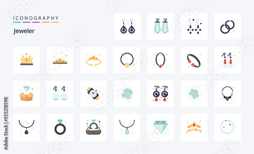 25 Jewellery Flat color icon pack