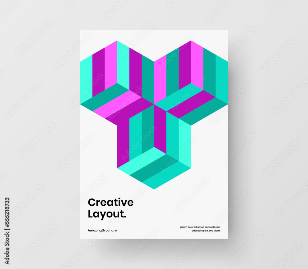 Fototapeta premium Original geometric shapes postcard template. Multicolored book cover design vector layout.