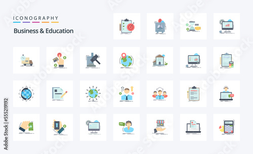 25 Business And Education Flat color icon pack