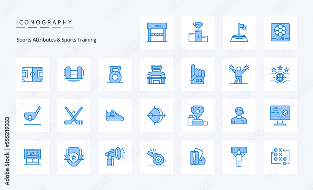 25 Sports Atributes And Sports Training Blue icon pack