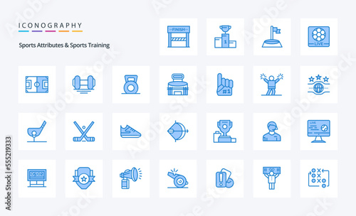 25 Sports Atributes And Sports Training Blue icon pack