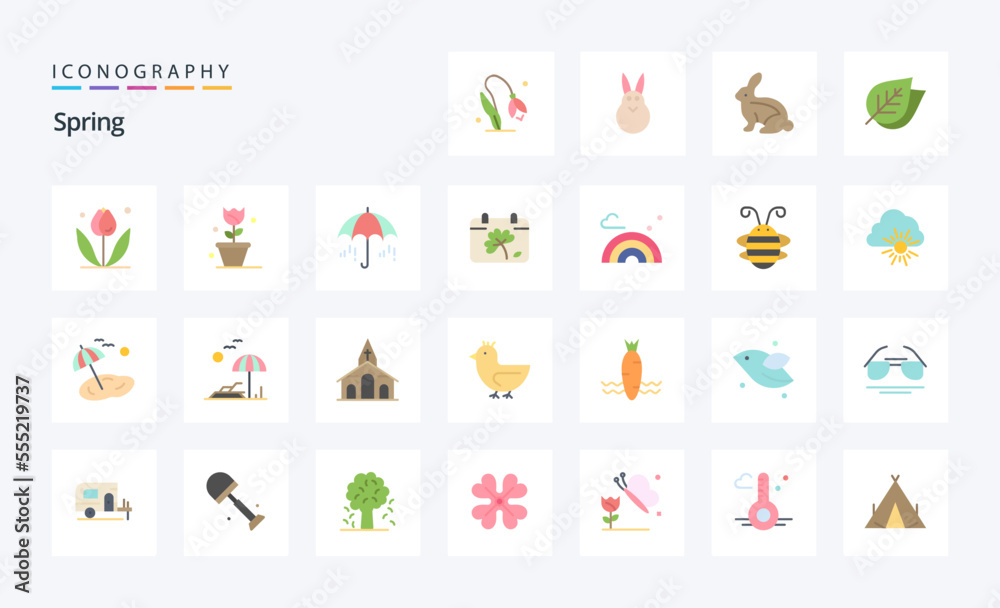 25 Spring Flat color icon pack