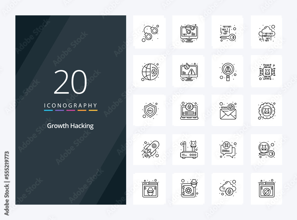 20 Hacking Outline icon for presentation